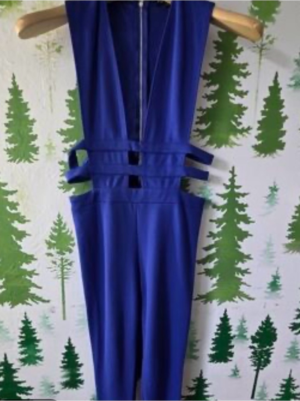 Fashion Nova Royal Blue Plunge Cutout Jumpsuit - Picture 3 of 5